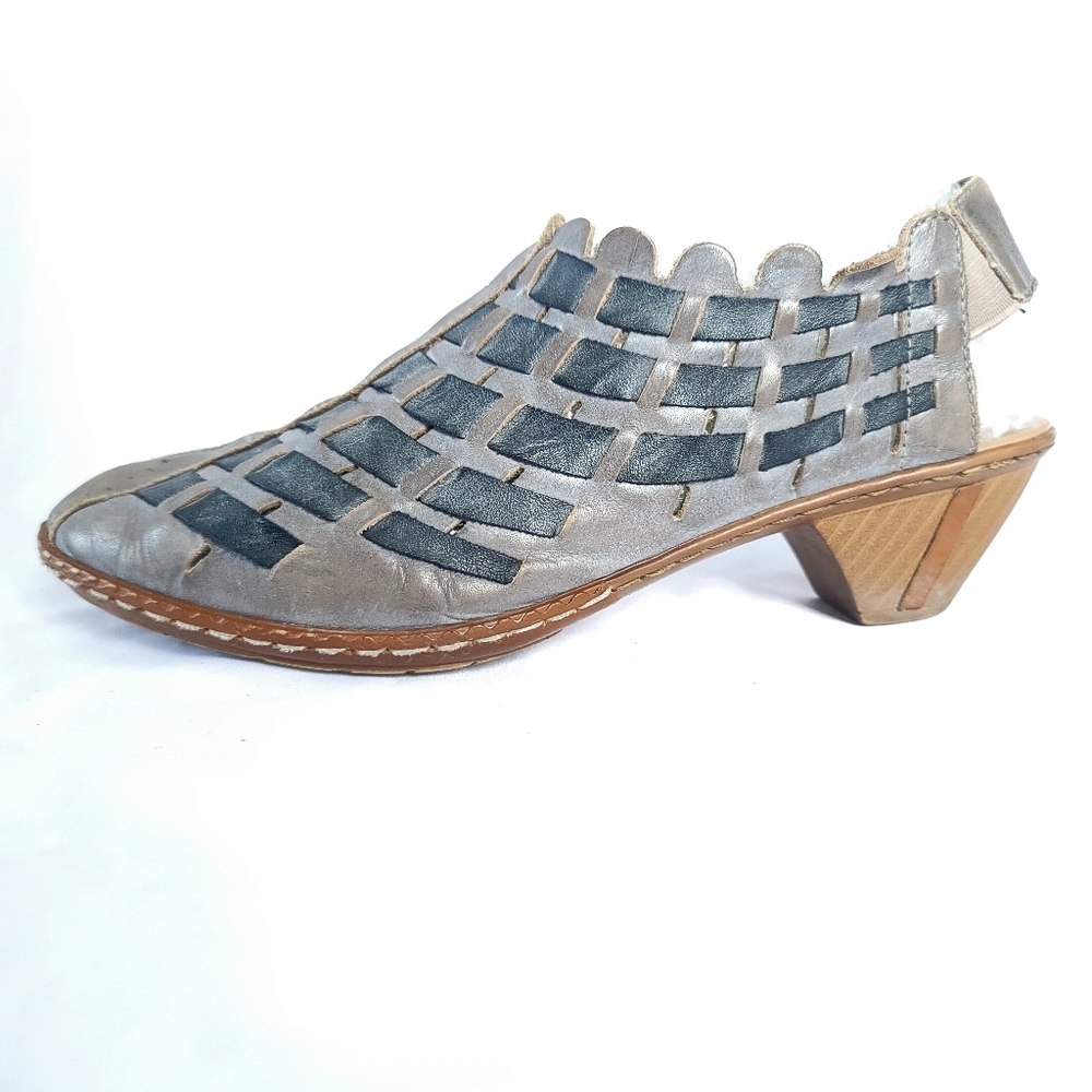 RIEKER 46778-80 Leather Azure/Grey 38EUR 7US Sling-Back Sandals